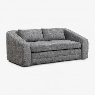 Divano Letto Dalila 2 Posti In Tessuto Bouclé Bouclé Grigio Antracite - Sklum