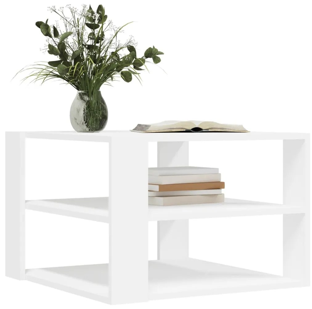 Tavolino da salotto bianco 59,5x59,5x40 cm in legno multistrato