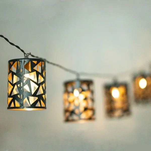 Catena LED solare 10xE12/3,65m IP44 bianco caldo