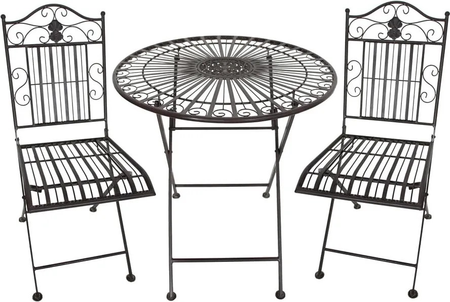 Set da pranzo da giardino in marrone scuro in metallo per 2 persone – Garden Pleasure