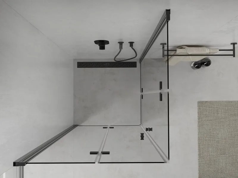 Mexen Lima Duo cabina doccia pieghevole 90 x 90 cm, trasparente, nera - 856-090-090-70-00-02