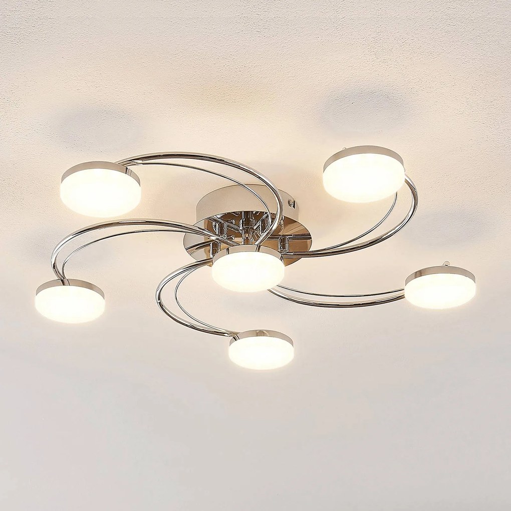 Plafoniera a LED Rouven Lindby, Cromo / Argento, Soggiorno / Sala da pranzo, Metallo, Moderno, Plafoniera LED