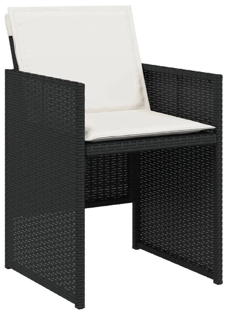 Set da pranzo da giardino 5 pz nero con cuscini in polyrattan