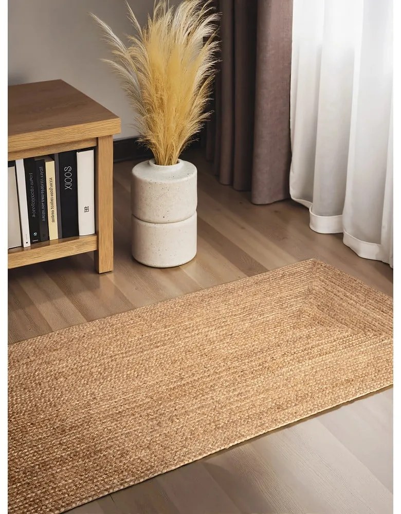 Passatoia di colore naturale in iuta reversibile e tessuta a mano 80x200 cm Sharmila Natural Brown – Hanse Home
