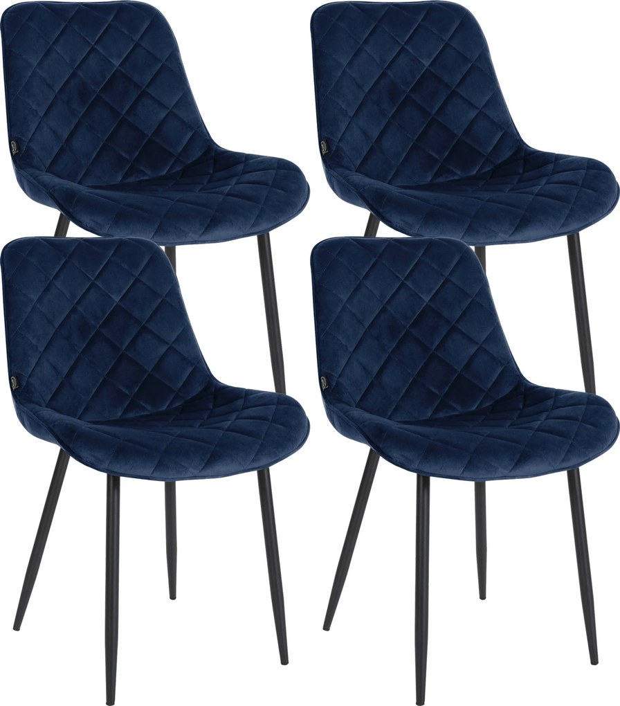 Set Sedie Springs Velluto: Eleganza E Comfort İn 4 Pezzi / Blau
