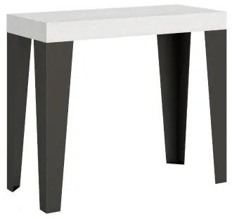 Consolle 90x40 cm Allungabile Fino a 3 metri Flame Bianco Frassino da 14 posti