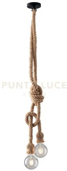 Lampadario industrial  a sospensione rope canapa 2 luci attacco e27...