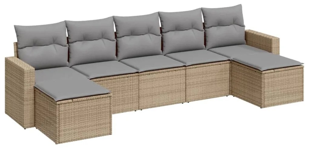 Set divani da giardino 7 pz con cuscini beige in polyrattan