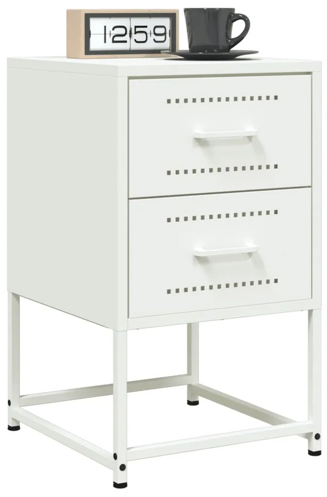 Comodini 2 Pz Bianchi 36x39x60,5 Cm İn Acciaio /