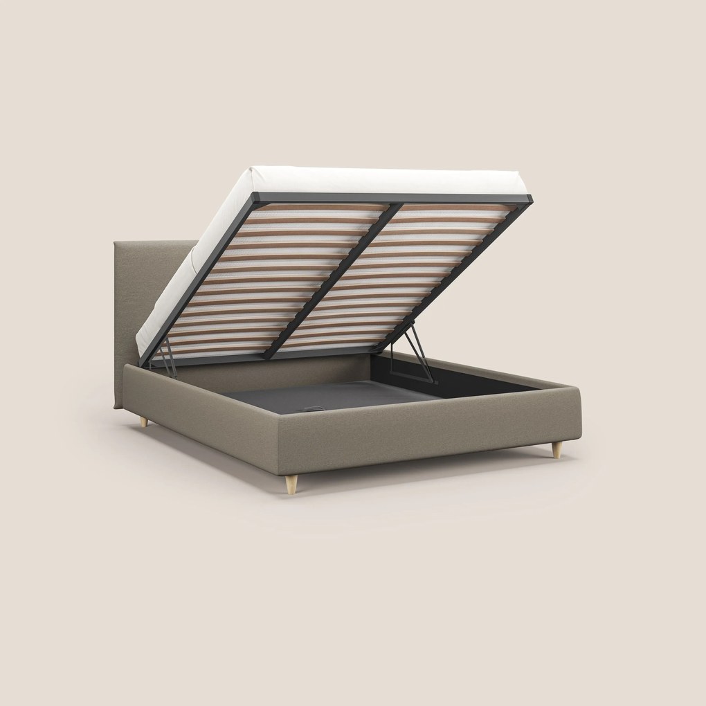 Teresa letto contenitore e sfoderabile in tessuto misto cotone impermeabile T13 panna