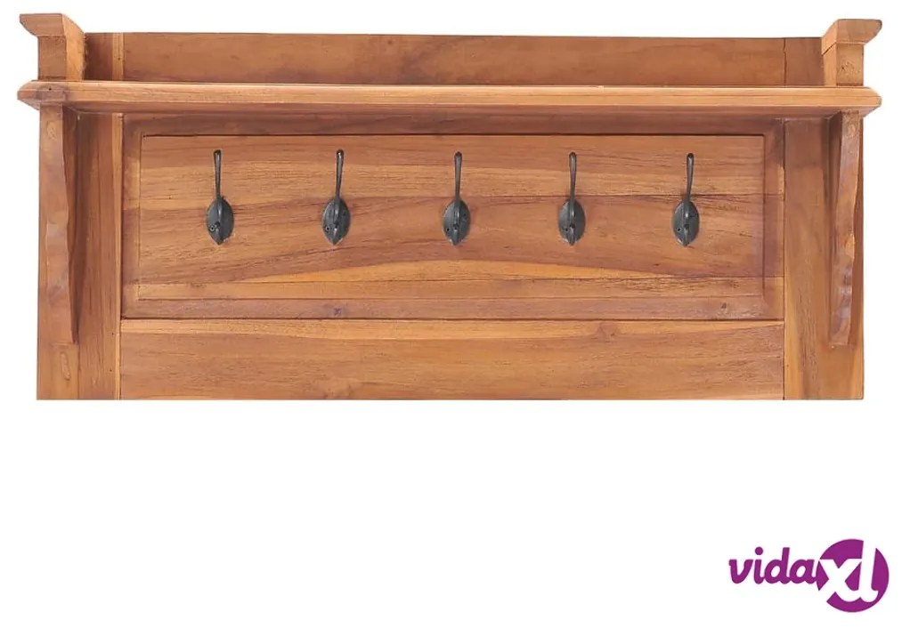 vidaXL Appendiabiti a Parete 80x16,5x35 cm in Legno Massello di Teak