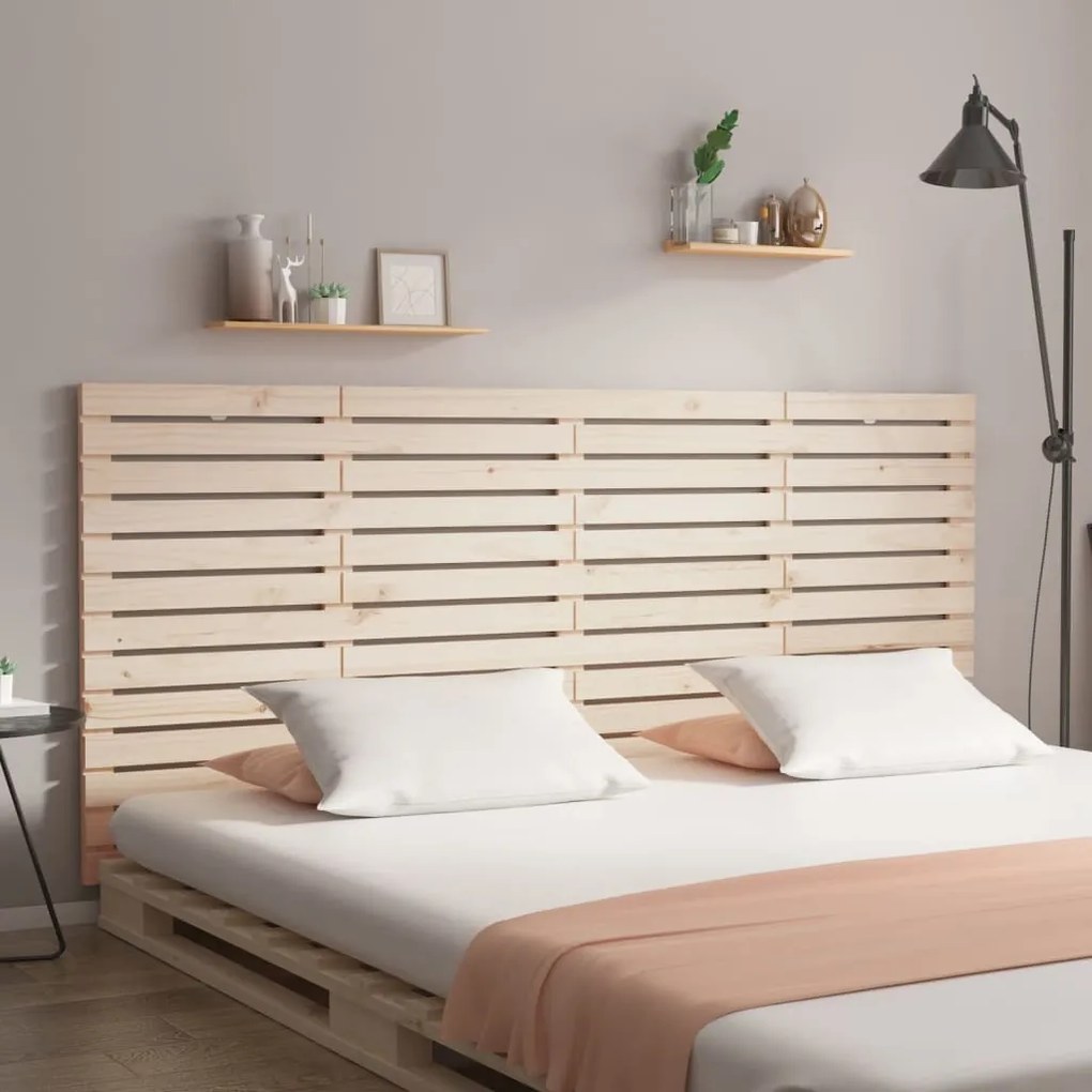 Testiera Da Parete 156x3x91,5 Cm İn Legno Massello Di Pino /