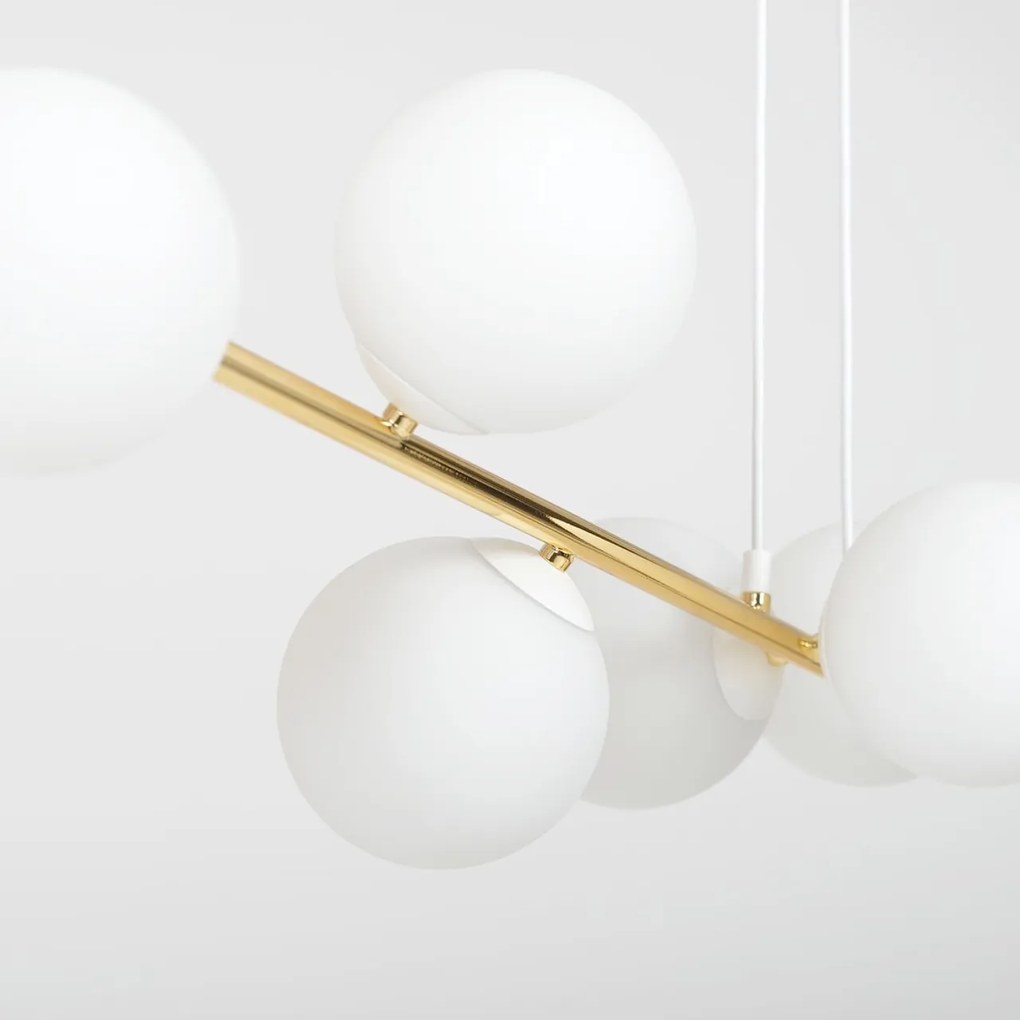 Lampadario a sospensione GRAVITY 6 Nero/Bianco e Oro 6xE14