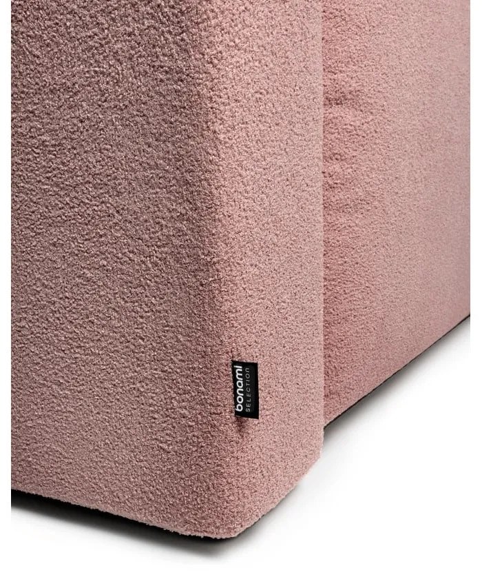 Divano angolare in rosa chiaro allungabile (con penisola a destra) con rivestimento in bouclé Quinoa – Bonami Selection