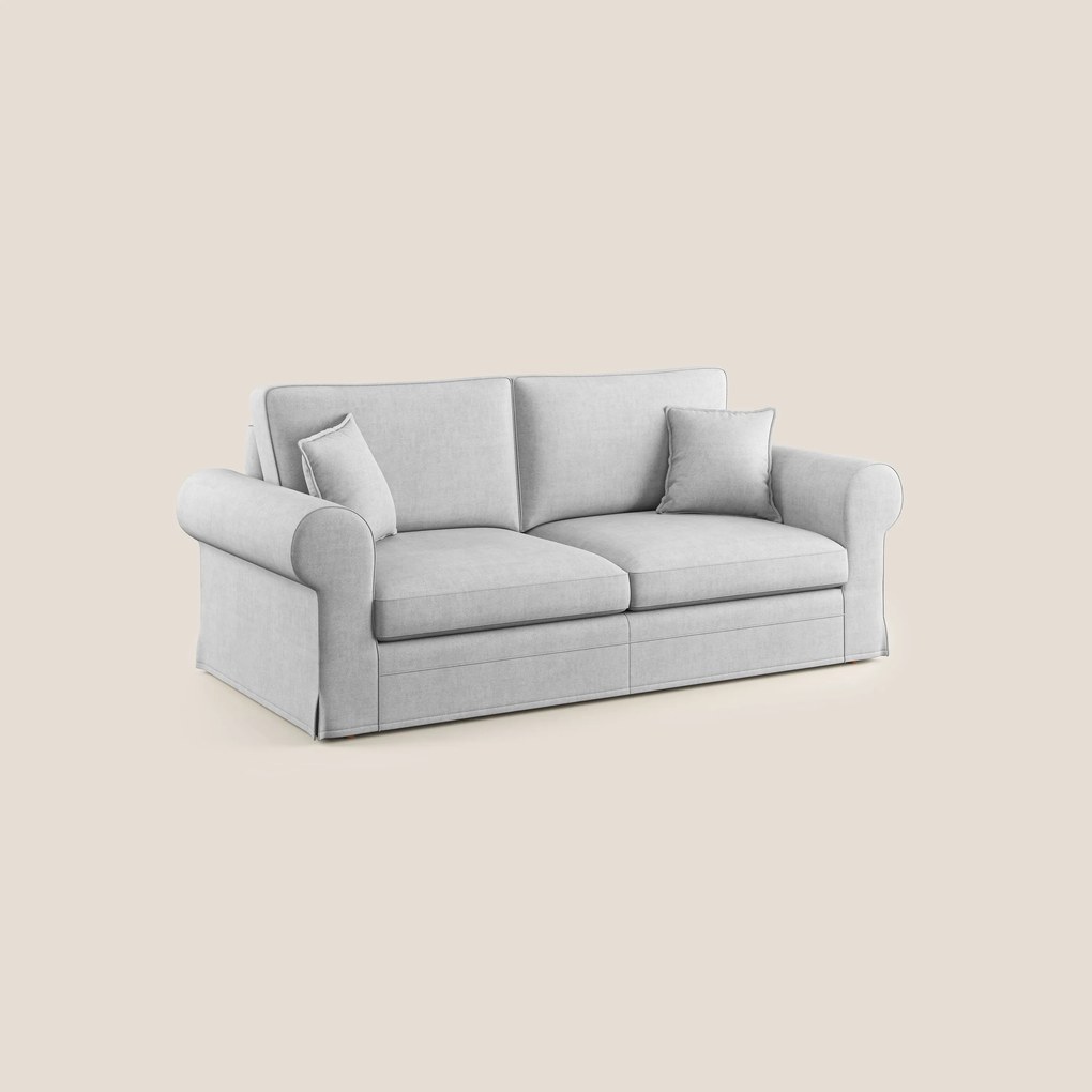 Lady divano classico in piuma d'oca realizzato con tessuto impermeabile T02 grigio chiaro