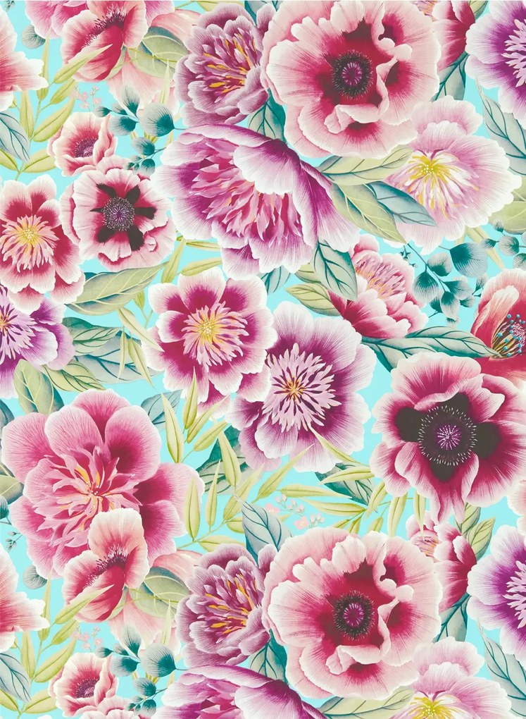Harlequin Carta da parati Marsha - Aqua/ Peony/ Magenta