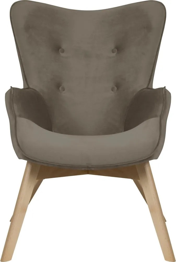 Poltrona marrone chiaro con rivestimento in velluto Niko – Ropez