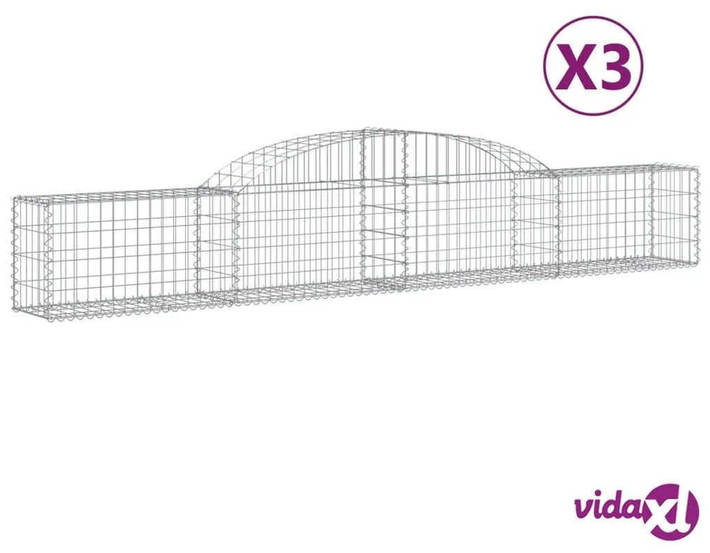vidaXL Cesti Gabbioni ad Arco 3 pz 300x30x40/60 cm Ferro Zincato