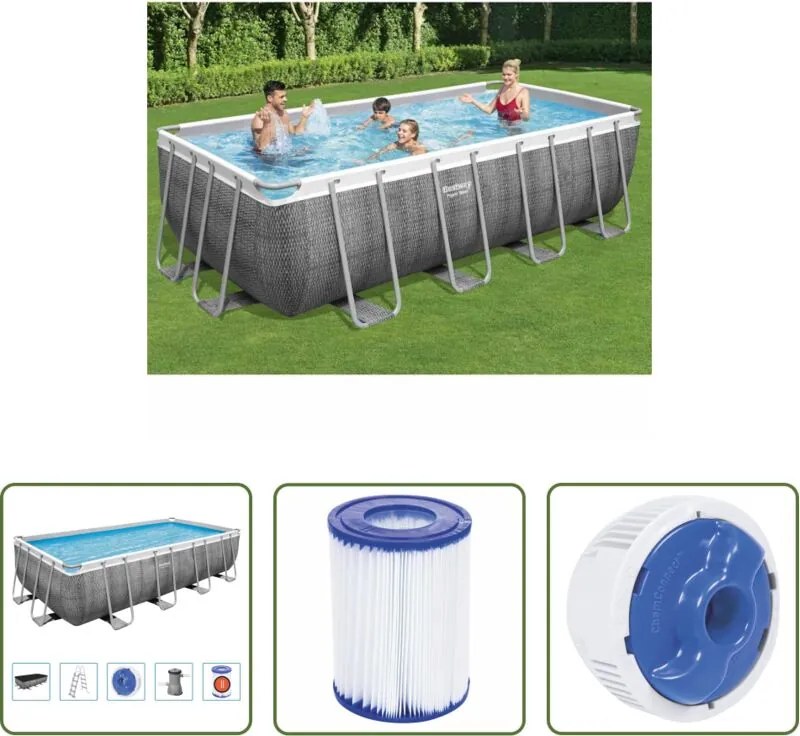 Piscina rettangolare - Bestway Power Steel Set Piscina Rettangolare 488x244x122 cm