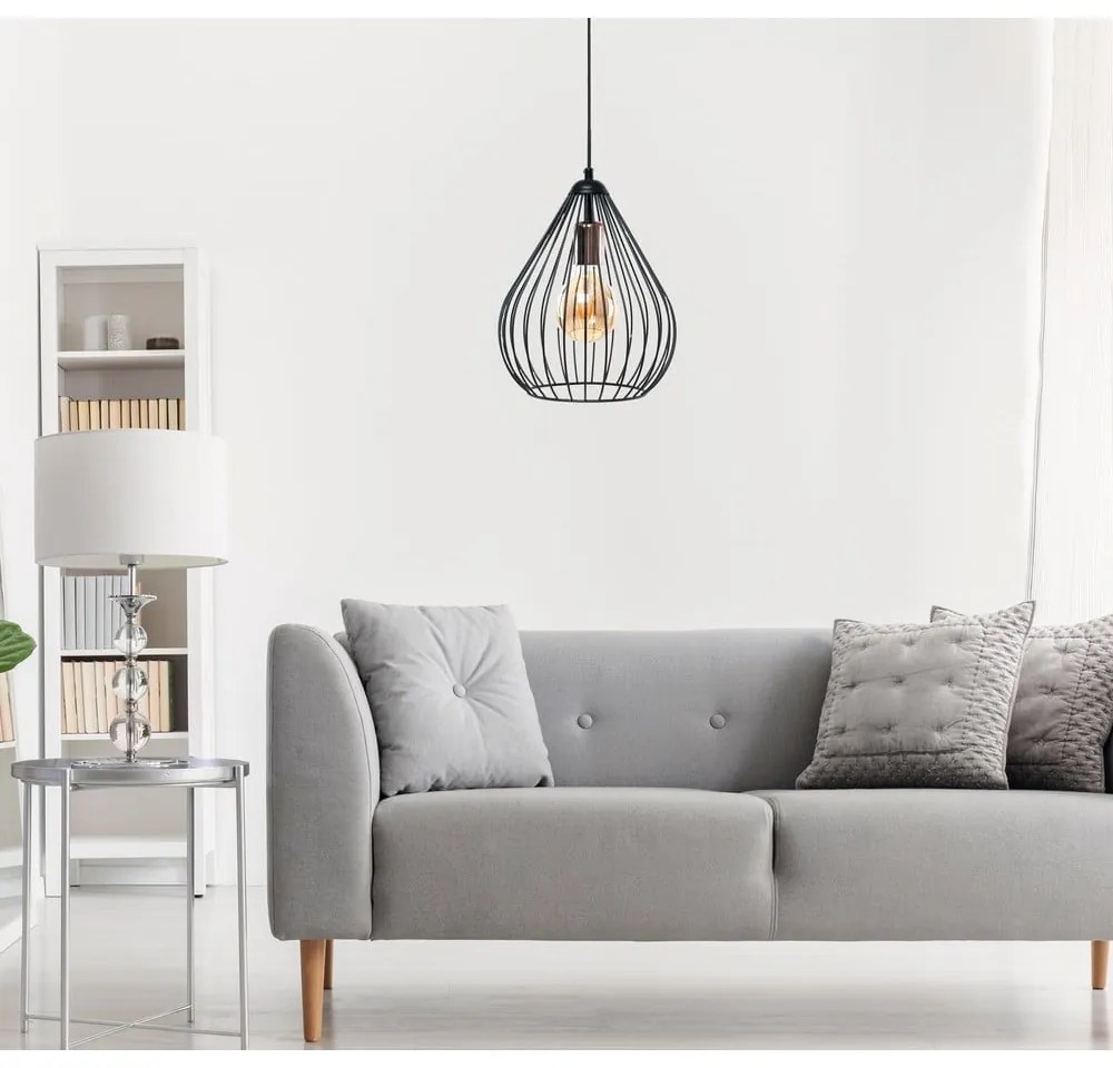 Lampadario nero con paralume in metallo ø 24 cm Fasah – Opviq lights