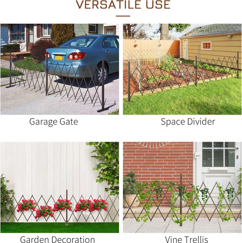 Recinzione per Giardino Estensibile Autoportante 52-405 cm in Acciaio e Alluminio Marrone scuro...