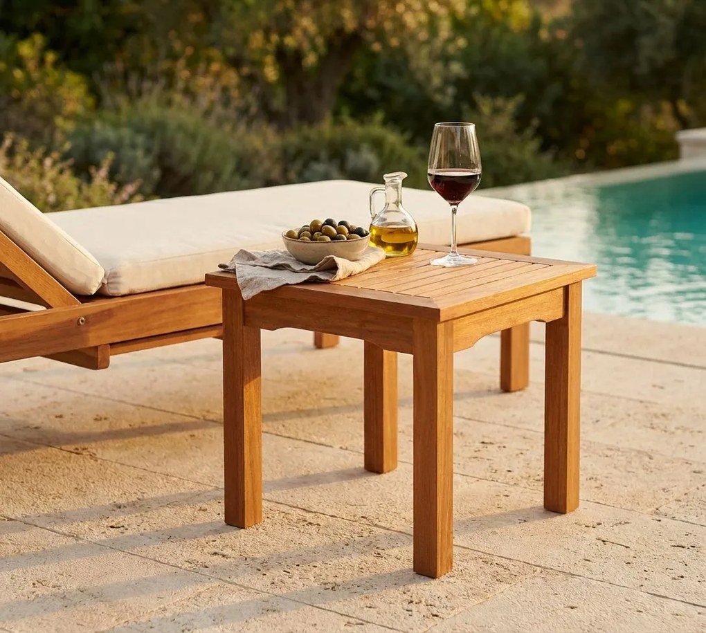 RIACO - tavolino quadrato da giardino in legno massiccio di acacia