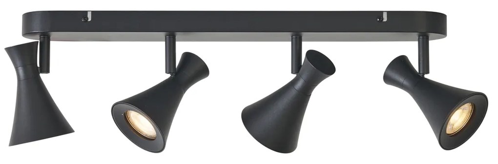 Plafoniera moderna nera a 4 luci orientabile e inclinabile - Triangle