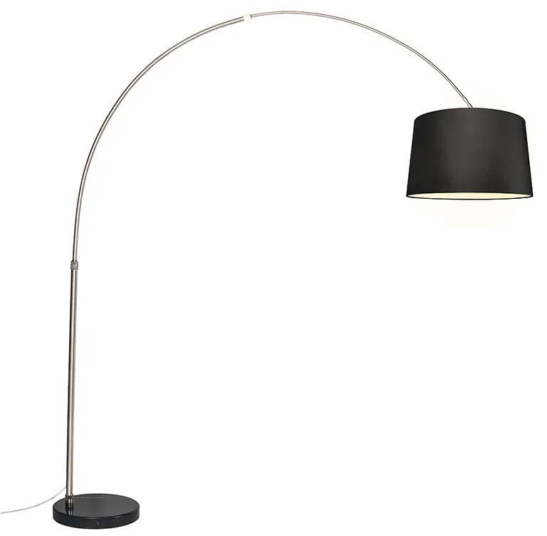 Lampada ad arco in acciaio paralume in tessuto nero 45 cm - XXL