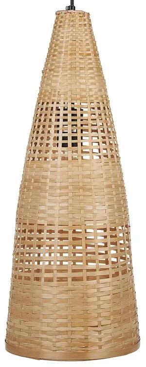 Lampadario legno di bambù beige e naturale 129 cm SUAM Beliani