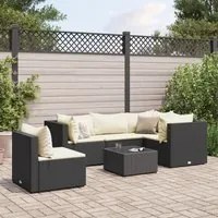 Set Mobili da Giardino 6 pz con Cuscini in Polyrattan Nero 3308160