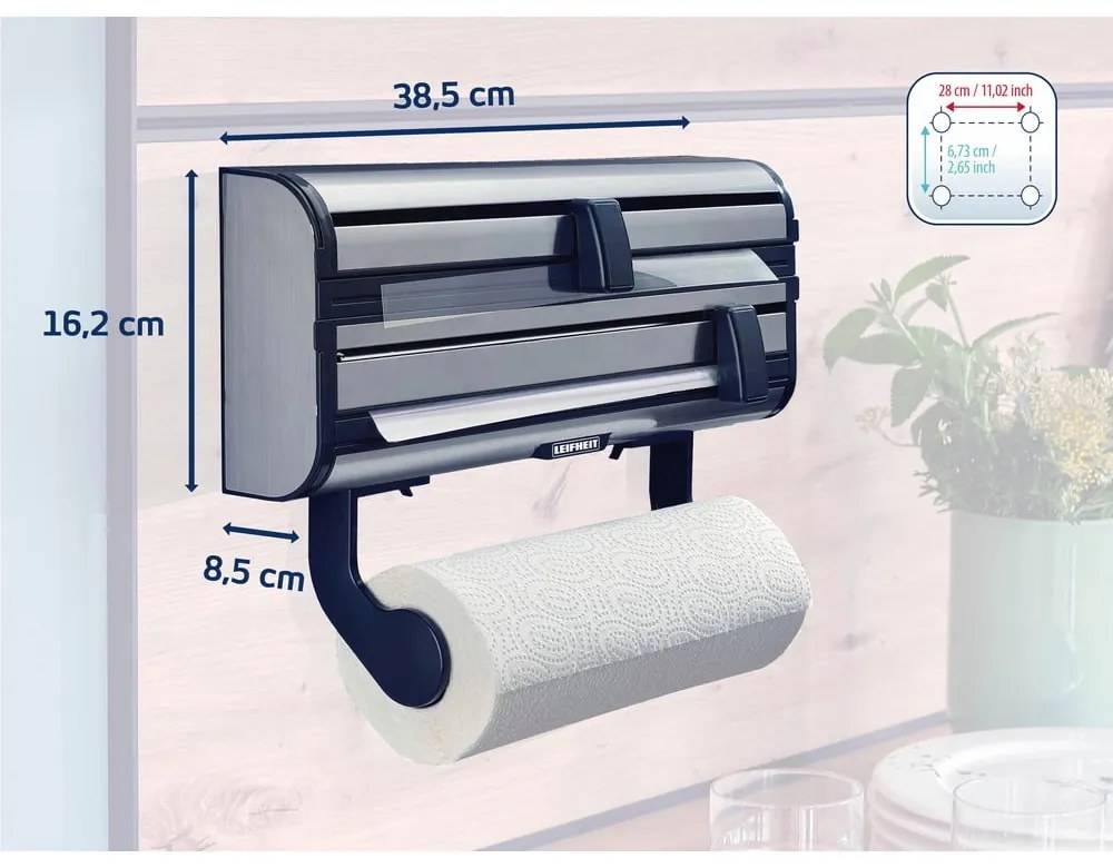 Porta pellicola e alluminio da parete da parete argentato in metallo Parat Royal – LEIFHEIT