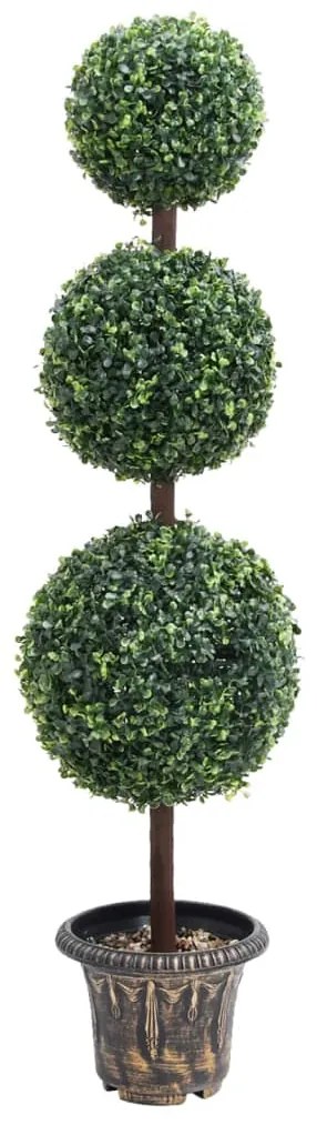 Pianta Di Bosso Artificiale A Sfera Con Vaso Verde 118 Cm /