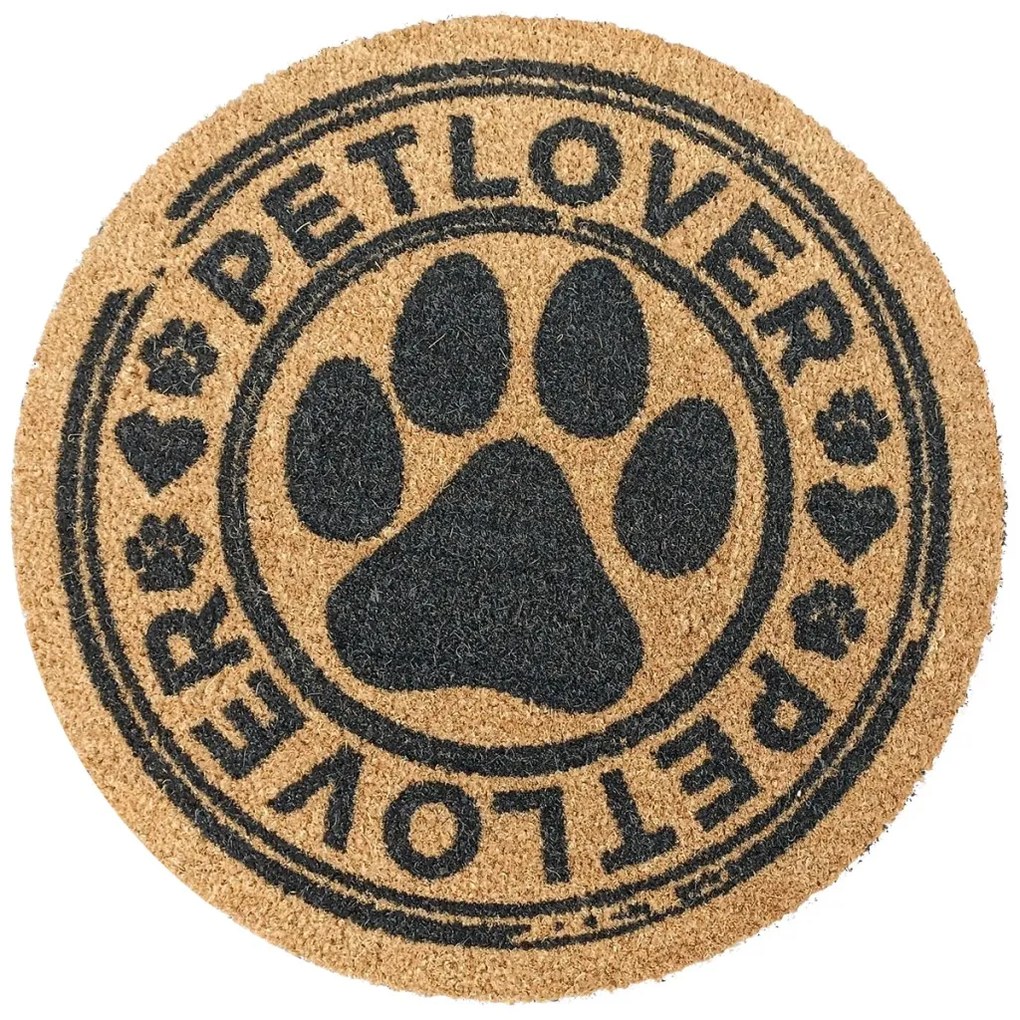 Zerbino Rotondo Italo "Petlover" con Impronta Zampa - Cocco Naturale 60x60cm