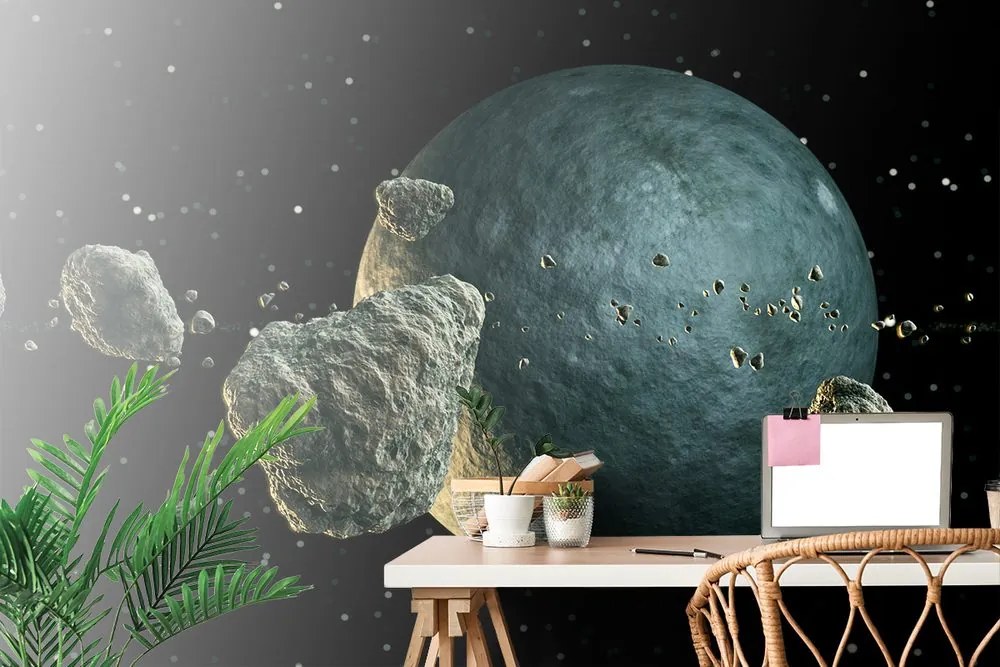Carta da parati autoadesiva – Meteoriti intorno al pianeta