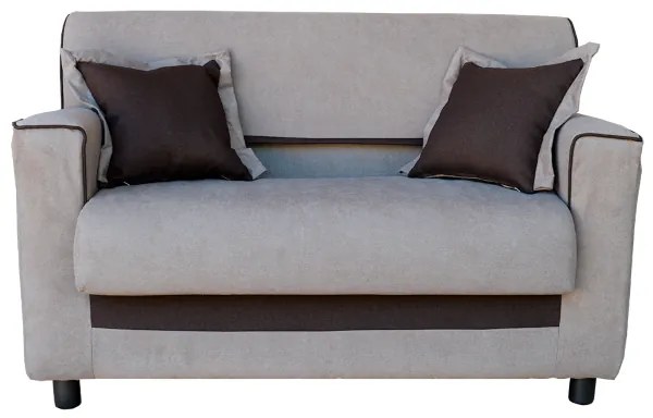 Divano 2 posti Grigio bordino Marrone - tessuto sfoderabile 130 cm NAIROBI