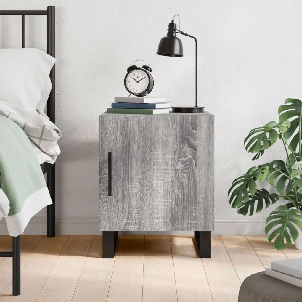 Comodino Grigio Sonoma 40x40x50 Cm İn Legno Multistrato /