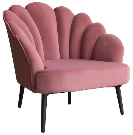 Poltrona da camera in velluto con schienale imbottito a conchiglia BAIA ROSA ANTICO