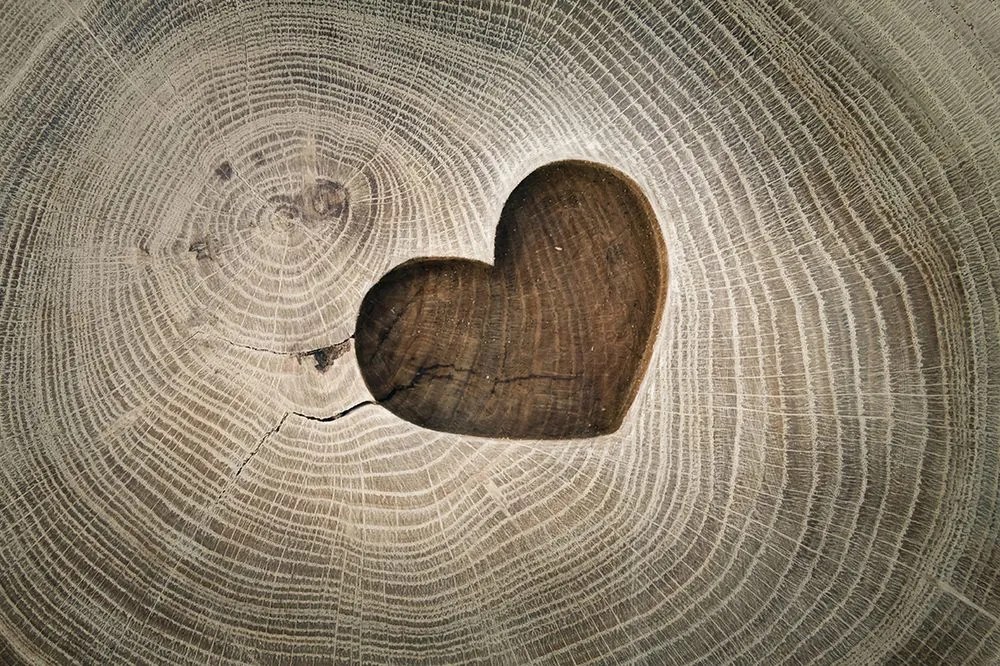 Carta da parati – Simbolo dell'amore su legno