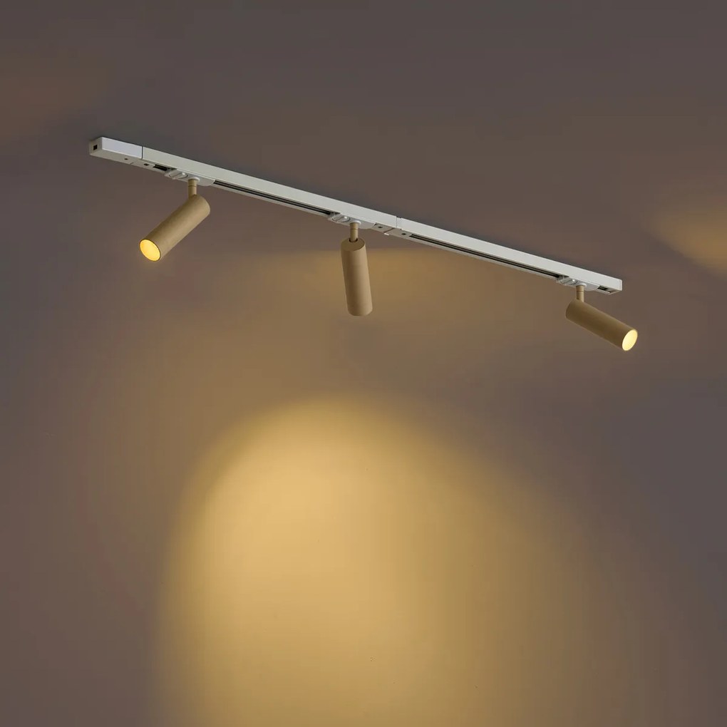 Sistema di illuminazione a binario moderno con 3 faretti bianco e beige monofase GU10 35mm - Iconic Jeana Luxe