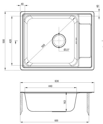 Deante ZEO_011B - Lavello della cucina SOUL 50x63 cm raso