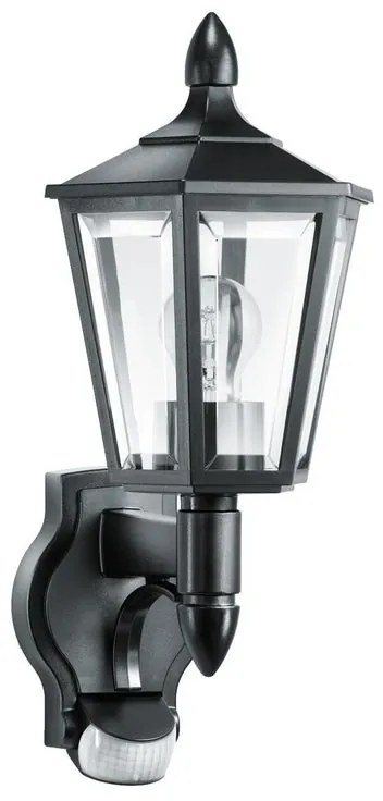 Applique neoclassico da esterno L 15 S nero con sensore di movimento IP44 1X E27 STEINEL