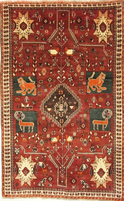 Gashghai Tappeto 180 x 290 Rosso (Iran) Annodato A Mano