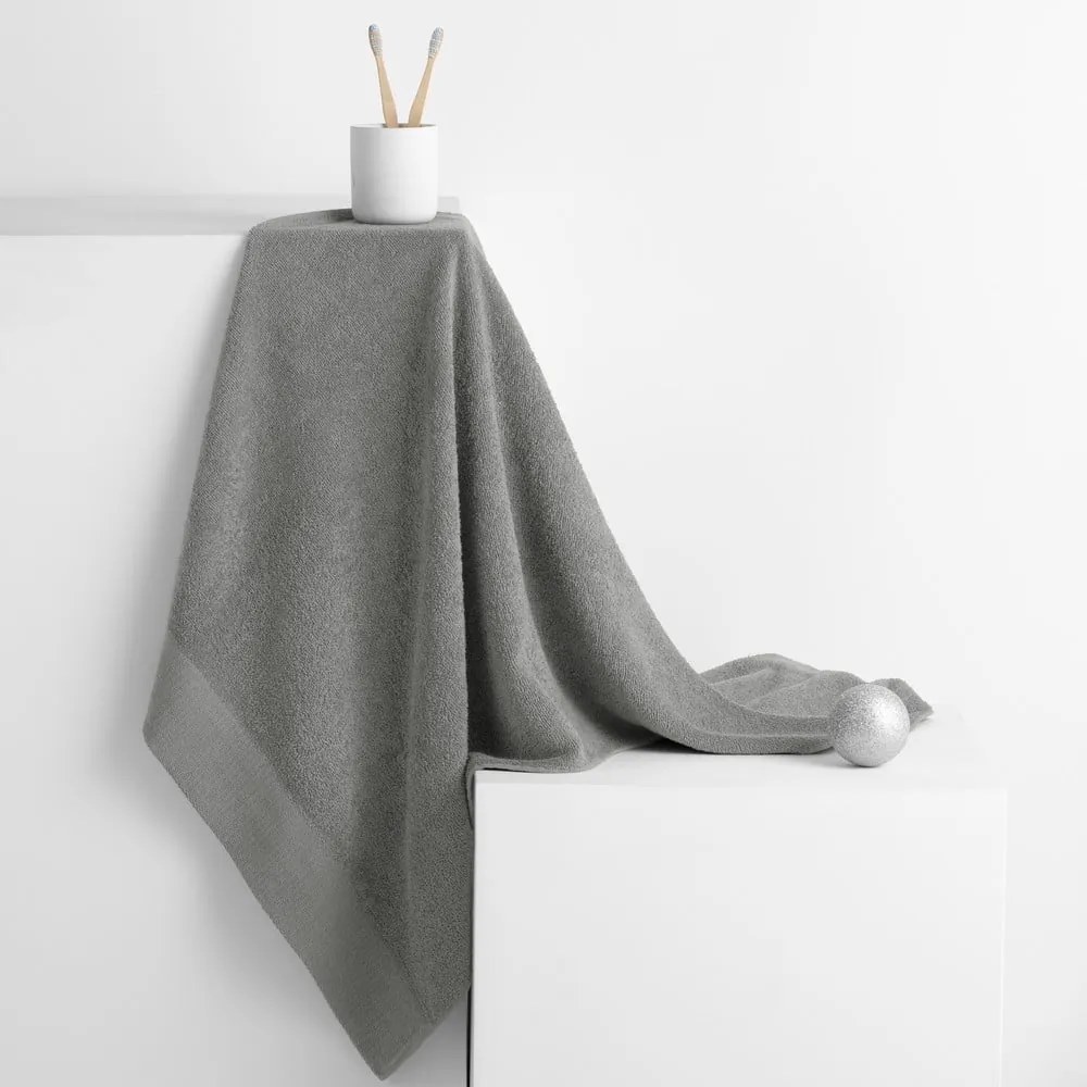 Asciugamano tipo terry grigio in cotone 70x140 cm Amari – Restilo