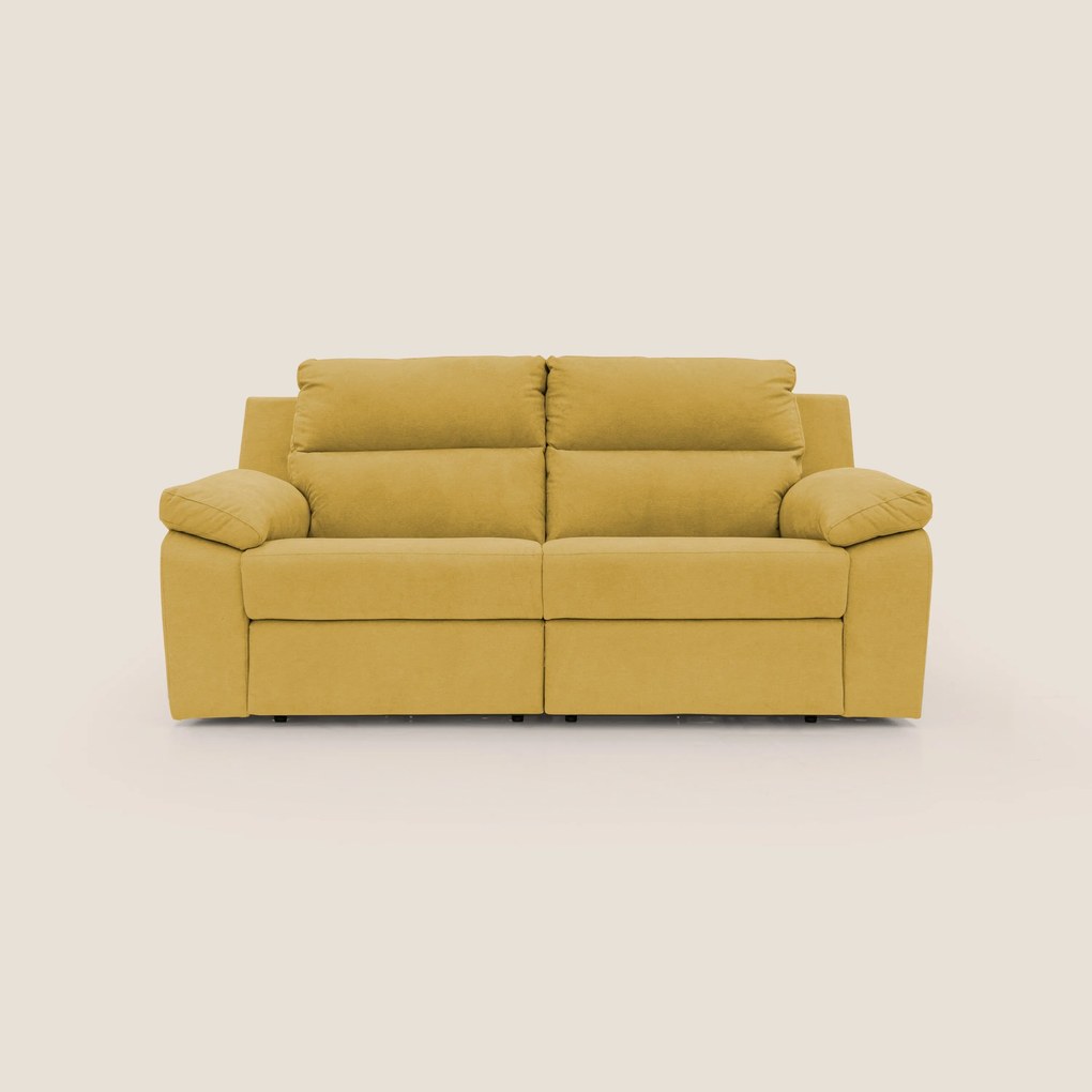 Romeo Divano relax con recliner elettrico in morbido tessuto impermeabile T02 giallo