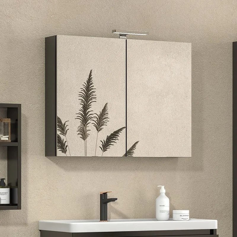 Specchiera bagno contenitore in legno 80x13x75 cm SP-80 - KAMALU