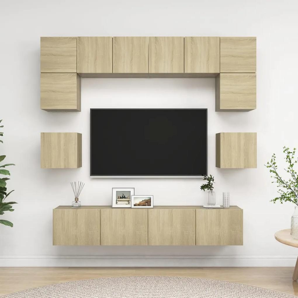 Set di mobili tv 8 pz rovere sonoma in legno multistrato