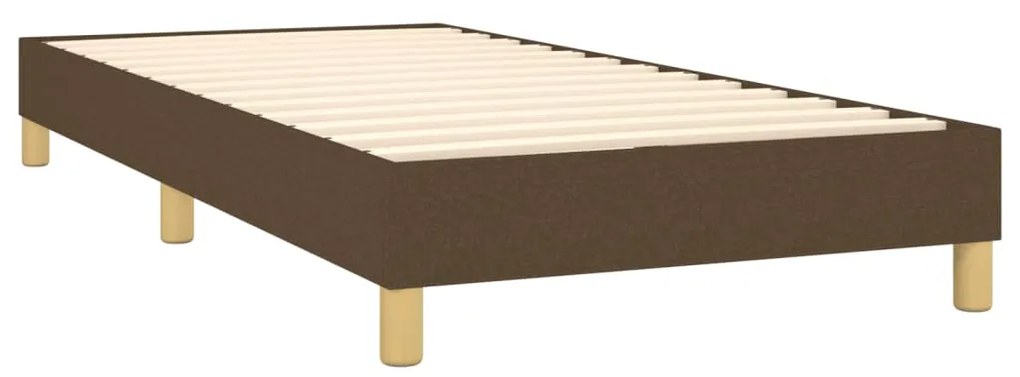 Letto a Molle Materasso e LED Marrone Scuro 90x200cm in Tessuto