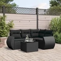 Set Divani da Giardino 5 pz con Cuscini in Polyrattan Nero 3253652