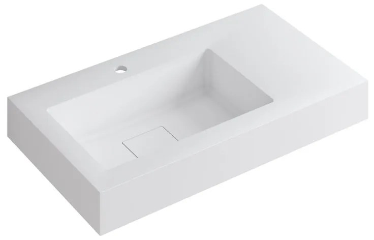 Lavabo integrale rettangolare vasca a sinistra L 120.5 x H 15 x P 46 cm in resina bianco opaco
