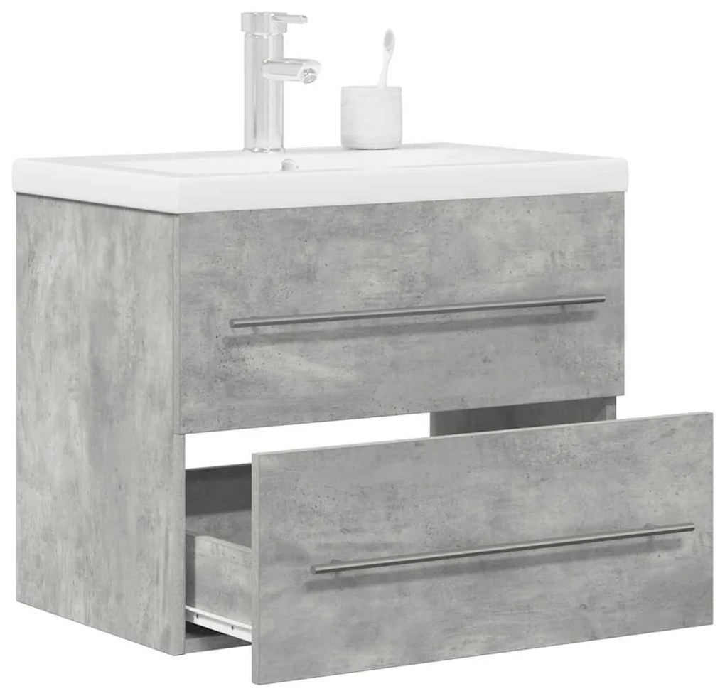 Set Mobili Da Bagno 2 Pz Grigio Cemento İn Legno Multistrato /